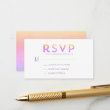 Carte de boîtier RSVP moderne à dégradé rose solei