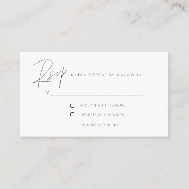 Carte de boîtier RSVP moderne la plus simple (Devant)