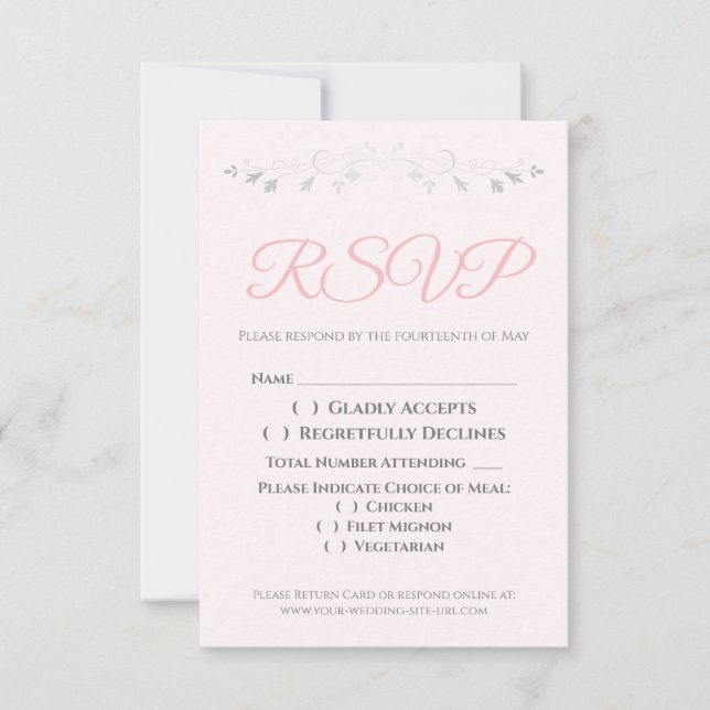 Carte de boîtier RSVP pour mariage élégant rose et (Devant)