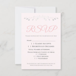 Carte de boîtier RSVP pour mariage élégant rose et