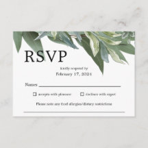 Carte de boîtier RSVP pour mariage Eucalyptus vert