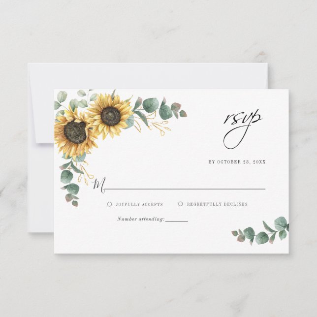 Carte de boîtier RSVP pour mariage floral de tourn (Devant)