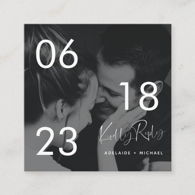 Carte de boîtier RSVP pour mariage photo simple et (Devant)
