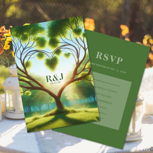 Carte de boîtier RSVP pour mariage vert (Créateur téléchargé)