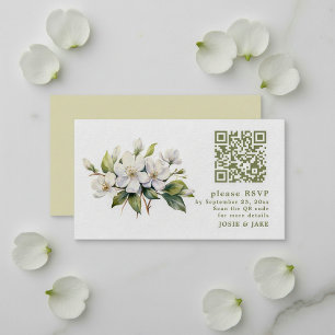 Carte de boîtier RSVP QR Code de fleur Apple Bloss