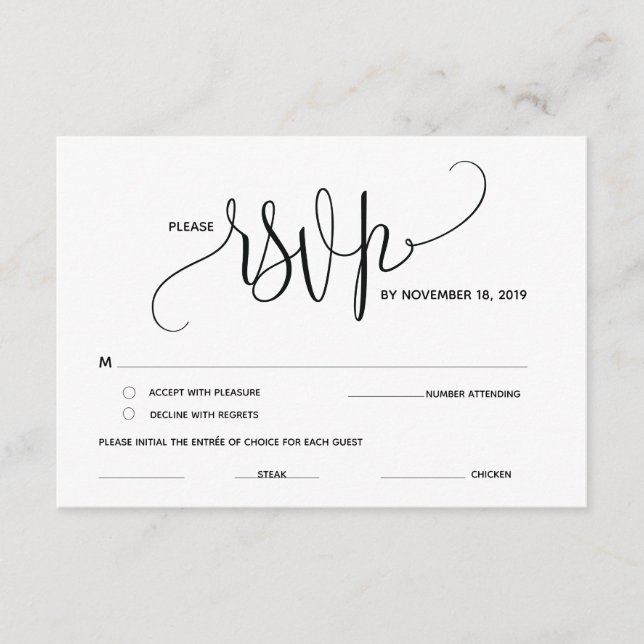 Carte de boîtier RSVP (Response) d'élégance modern (Devant)
