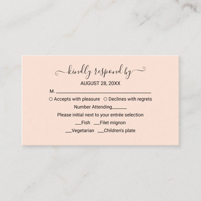 Carte de boîtier RSVP Rose de mariage Monogram Pea (Devant)
