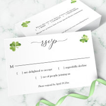 Carte de boîtier shamrock verte rsvp mariage irlan