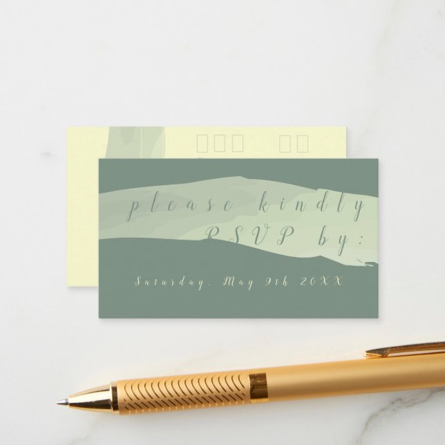 Carte de boîtier Turquoise moderne RSVP (Devant/Arrière en situation)