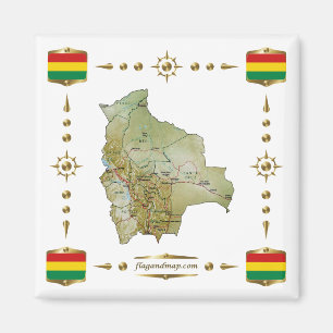 Carte de Bolivie + Magnet des drapeaux