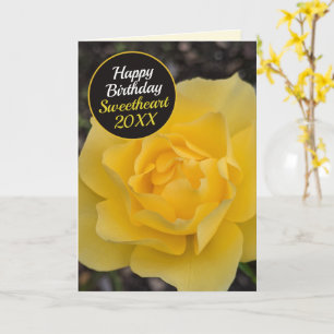 Carte de Bon Anniversaire à la Rose Jaune de Rêve