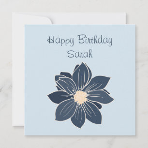Carte de Bon Anniversaire Fleur Bleue Personnalisé