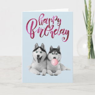 Carte de bon anniversaire pour chien Husky sibérie
