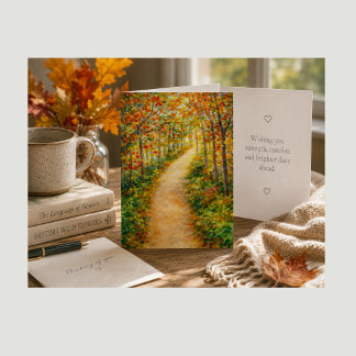 Carte de Bon Rétablissement Chemin de Forêt Automn