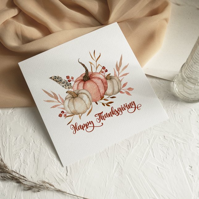 Carte de Bon thanksgiving Citrouille aquarelle (Créateur téléchargé)