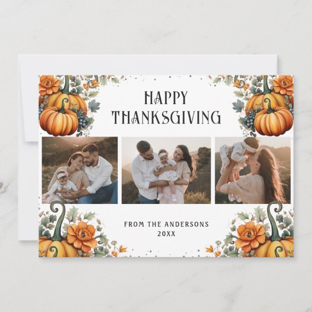 Carte de Bon thanksgiving Citrouille Collage Photo (Devant)