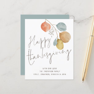 Carte de Bon thanksgiving de script Feuille Budget
