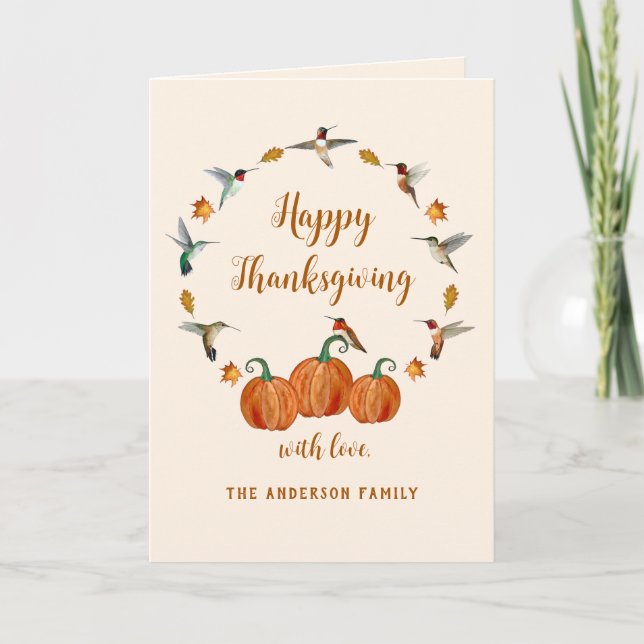 Carte de Bon thanksgiving Hummingbirds personnalis (Devant)