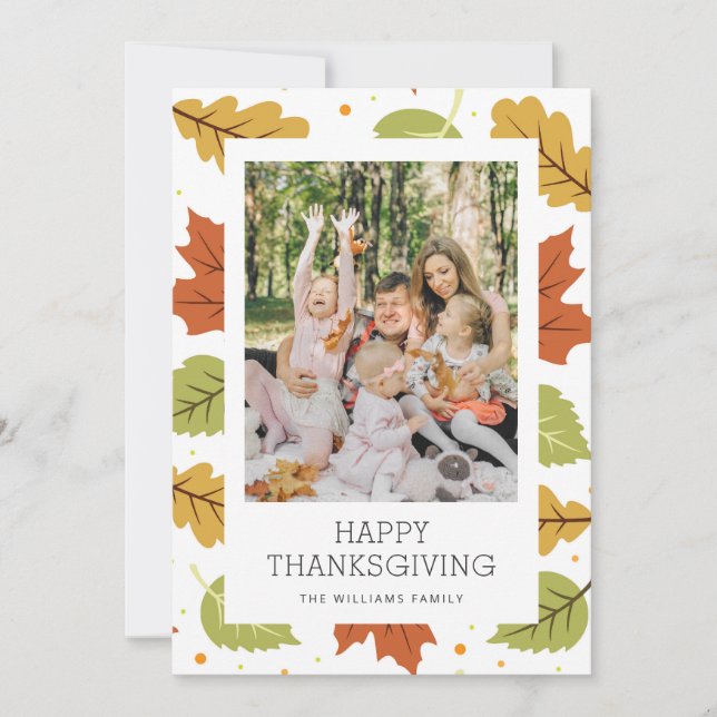 Carte de Bon thanksgiving photo autumn Leaves (Devant)