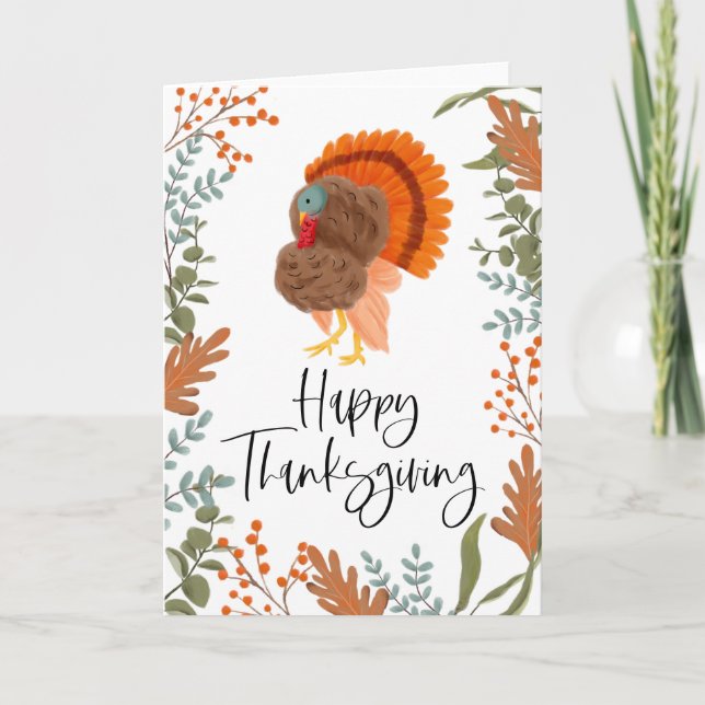 Carte de Bon thanksgiving Rustique Turquie & Folia (Devant)