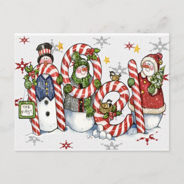 carte de bonhommes de neige de noel (Devant)