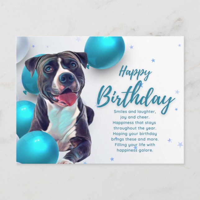 Carte de Bonne Anniversaire Pit Bull (Devant)