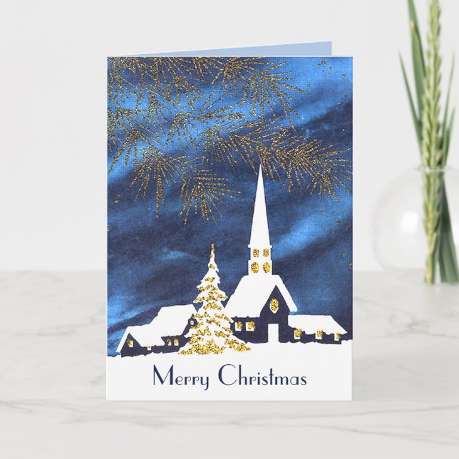 Carte de Bonnes Fêtes de l'église neigeuse (Devant)