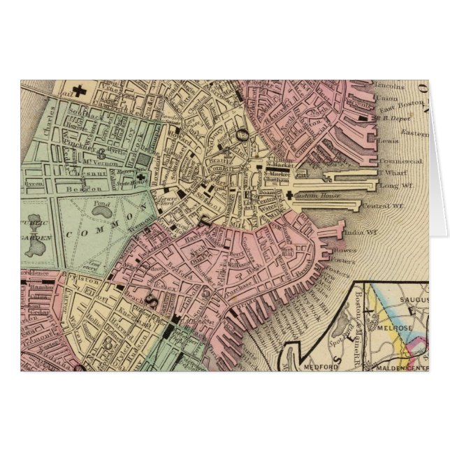 Carte de Boston par Mitchell (Devant horizontal)