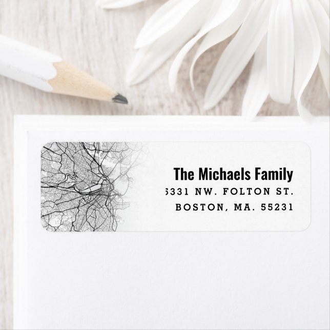 Carte de Boston thème | Étiquette de retour (En situation)