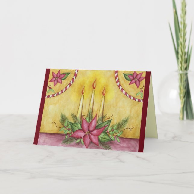 Carte de bougies rouges Poinsettia (Devant)