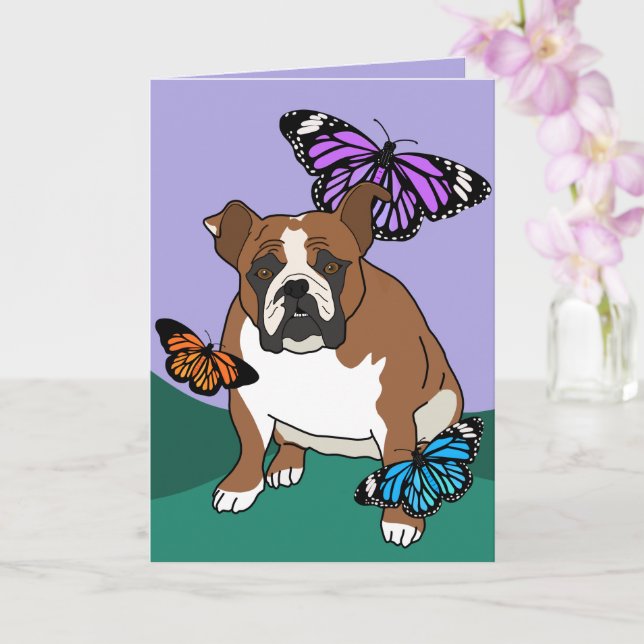 Carte de Bouledogue Anglais personnalisable (Orchidée)