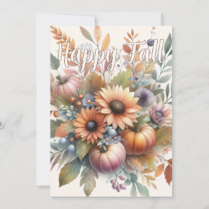 Carte de bouquet Citrouille à fleurs Happy Fall