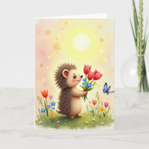 Carte de bouquet d'animaux charmants