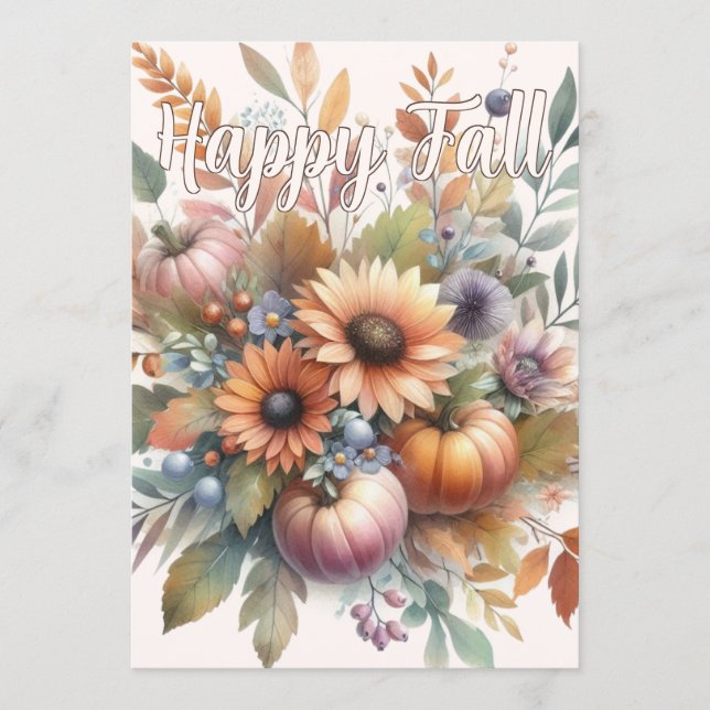 Carte de bouquet de fleurs de citrouille élégante  (Devant)