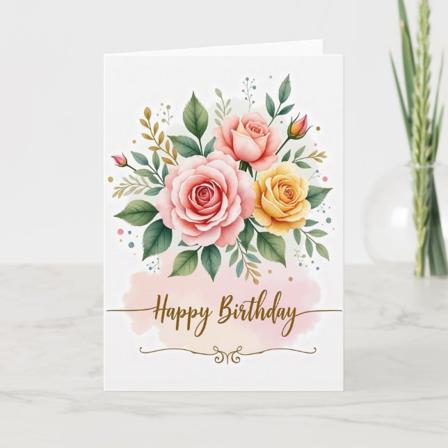 Carte de bouquet de roses élégant (Devant)