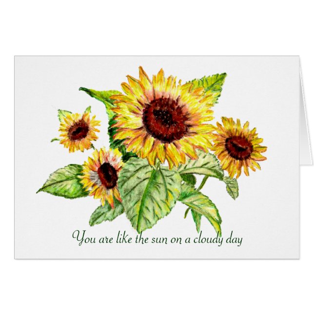 Carte de bouquet de tournesol (Devant horizontal)