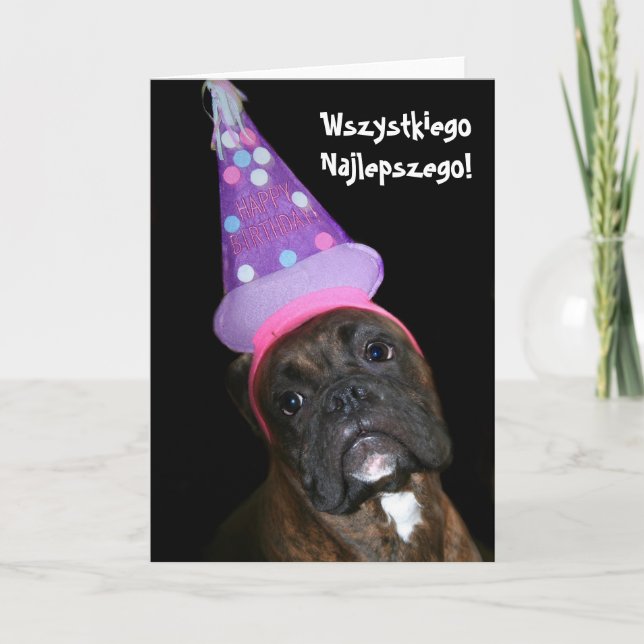 Carte de boxe polonaise d'anniversaire Wszystkiego (Devant)
