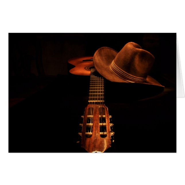Carte de BronzeWestern de casquette et de guitare (Devant horizontal)