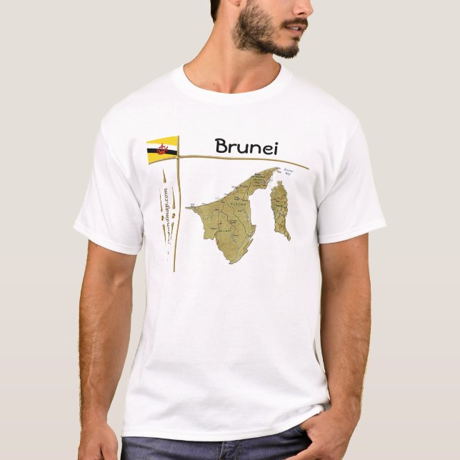 Carte de Brunei + Drapeau + Titre T-shirt (Devant)