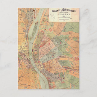 Carte de Budapest Hongrie de 1884