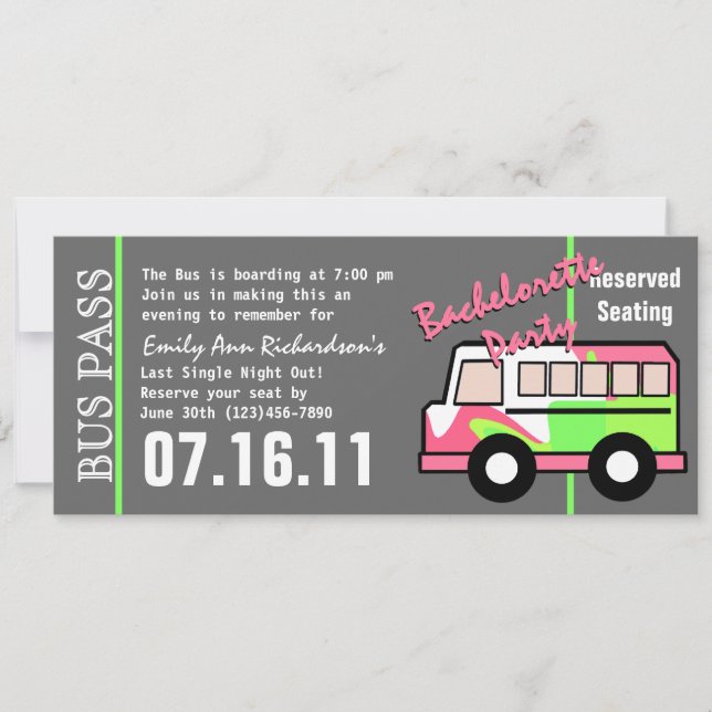 Carte de bus pour l'enterrement de vie de jeune fi (Devant)