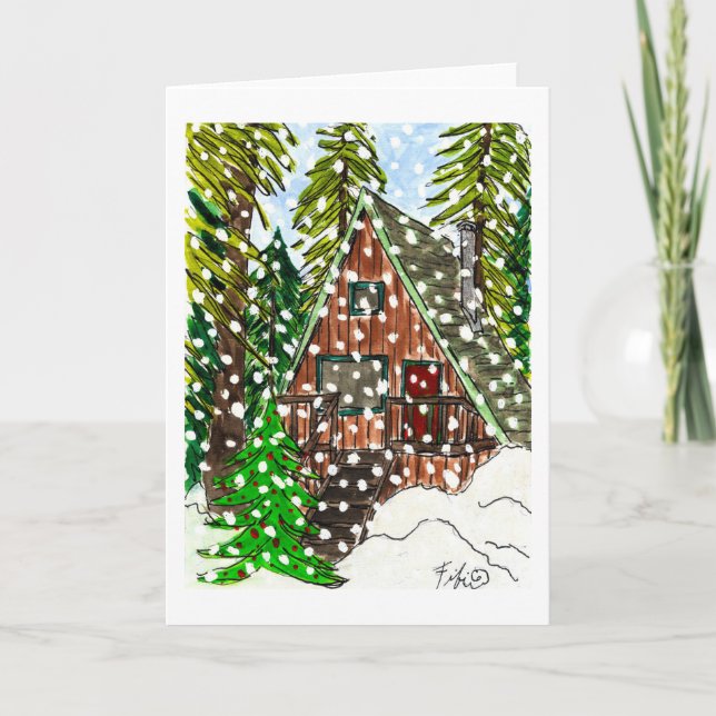 Carte de cabine de vacances neige (Devant)