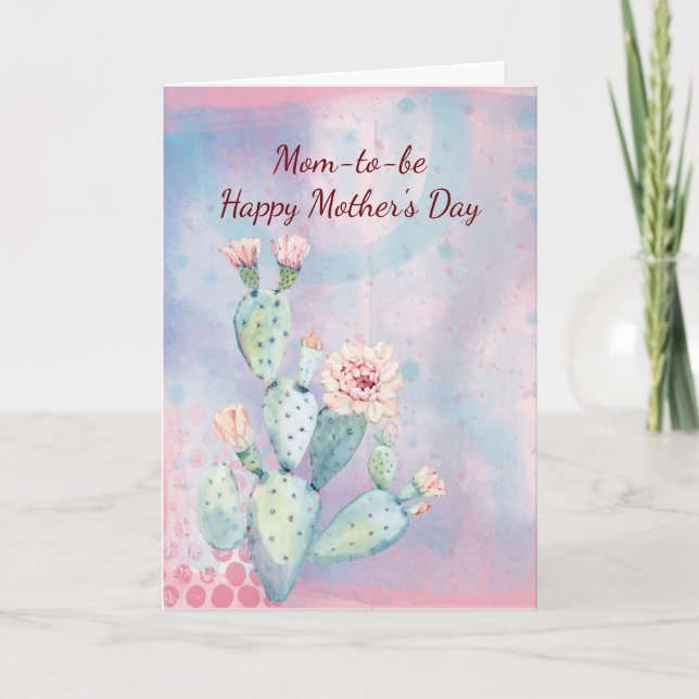 Carte de cactus d'aquarelle pour la fête des mères (Devant)