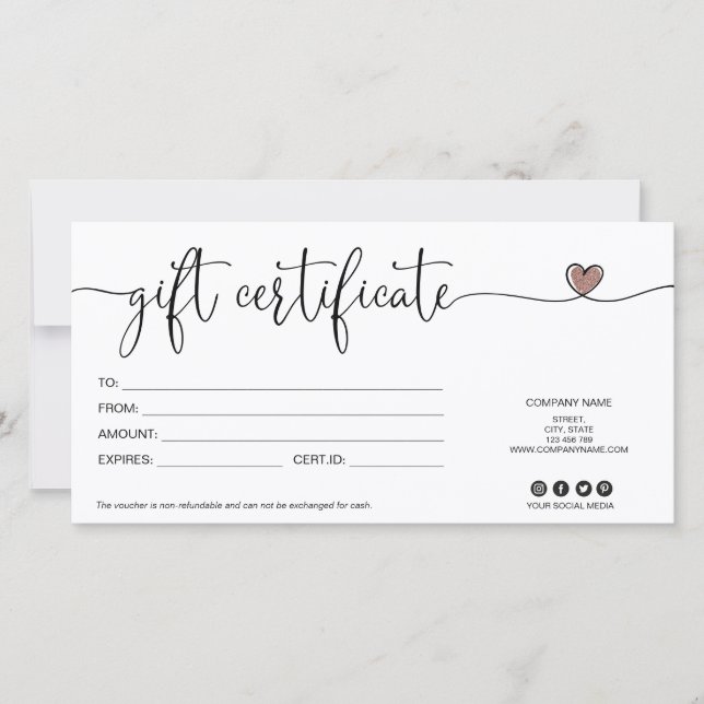 carte de cadeau certificat moderne minimaliste ajo (Devant)