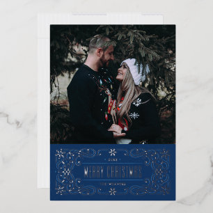 Carte de cadre flamboyant Foil Snowflake - Bleu