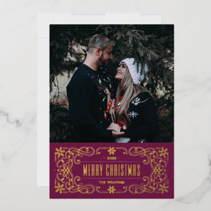 Carte de cadre flamboyant Foil Snowflake - violet