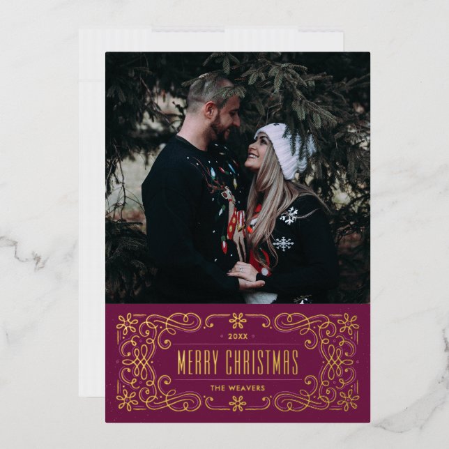 Carte de cadre flamboyant Foil Snowflake - violet (Enveloppe)