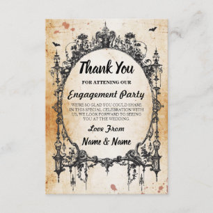 Carte de cadre gothique Mariage Halloween Merci