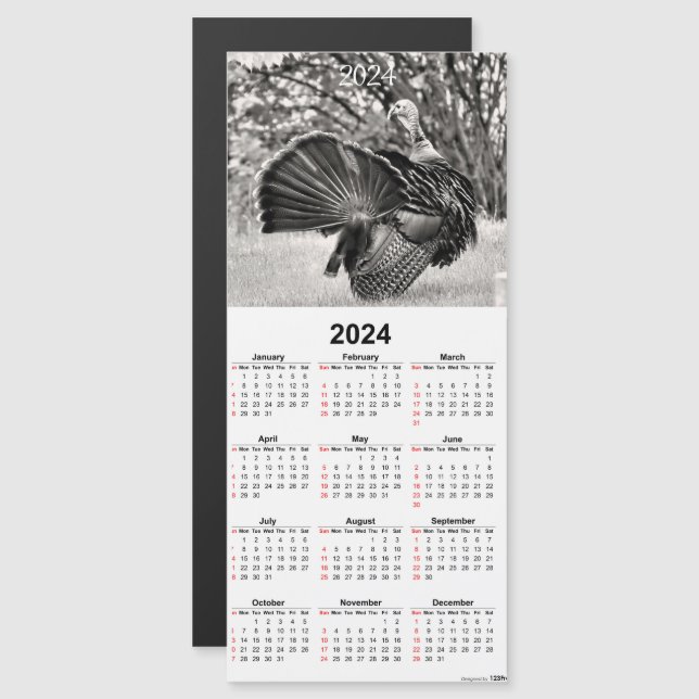 Carte de calendrier magnétique Tom Turquie noir et (Devant / Derrière)