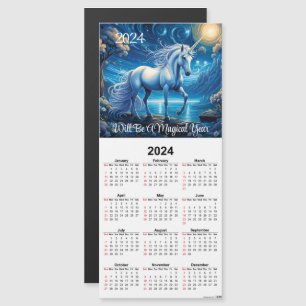 Carte de calendrier magnétique Unicorne blanche